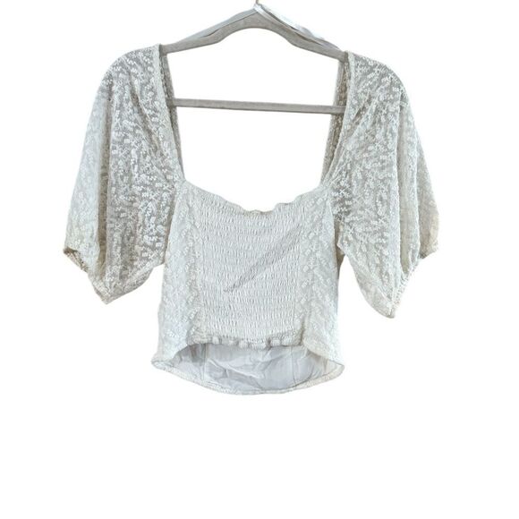 Louna Rent The Runway White Puff Sleeve Crop Top - Picture 4 of 10